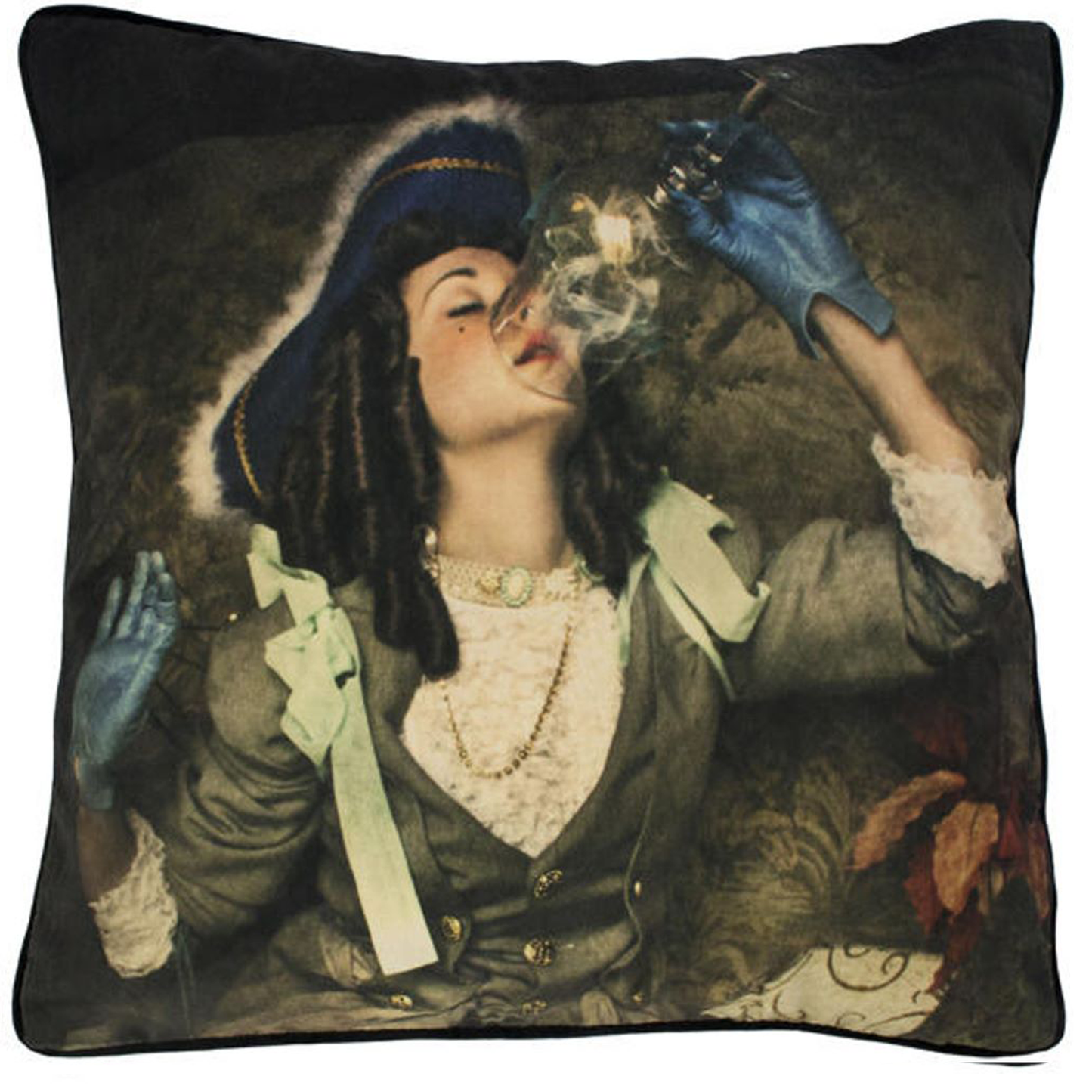 Mineheart Air is Not Enough Potrait Cushion of Renaissance Lady drinking wine glass of Air