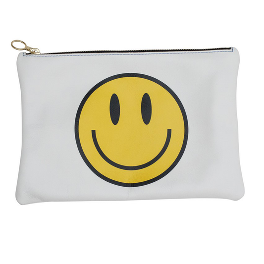 Smiley Face Clutch Bag - White