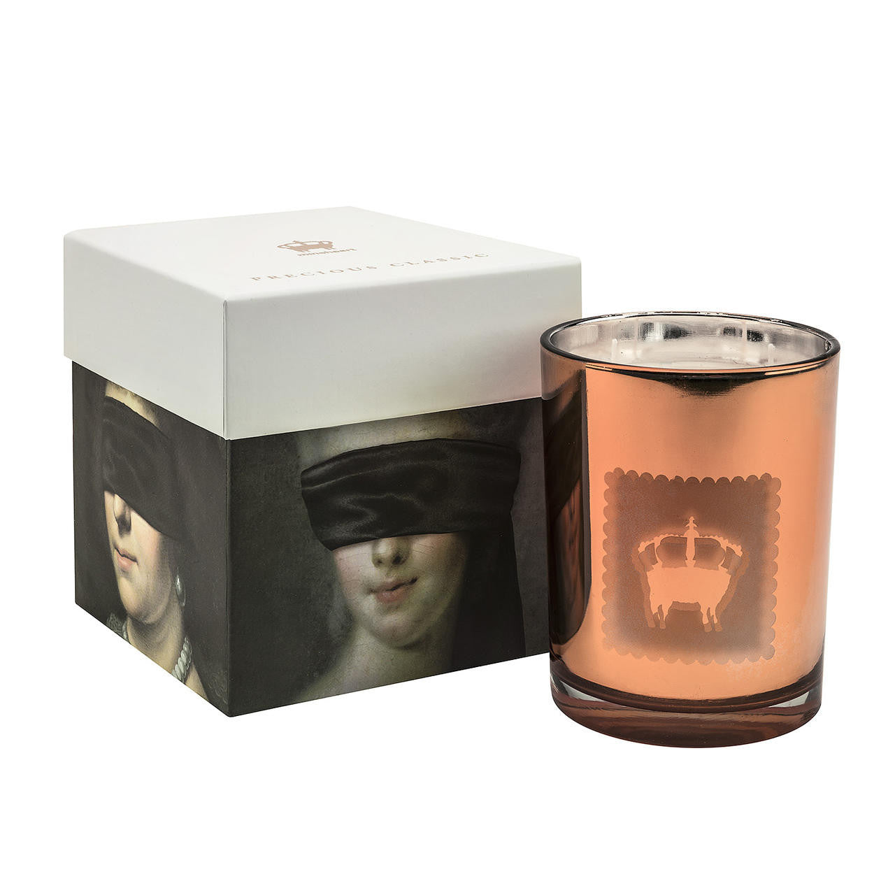 Mineheart Precious Sandalwood Candle in Metallic Rose Gold Glass Jar