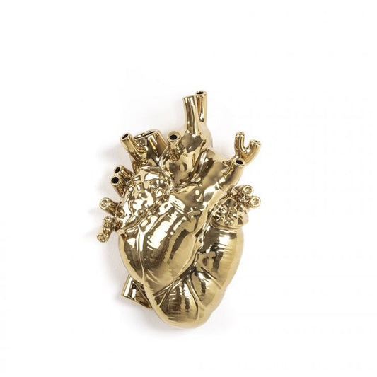 Seletti Love in Bloom Gold Porcelain Heart Vase