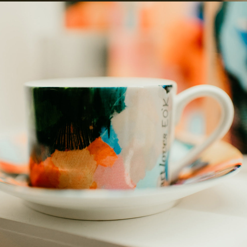 Esther O'Kelly Cappuccino Cup and Saucer - Sunlight Against My Eyes