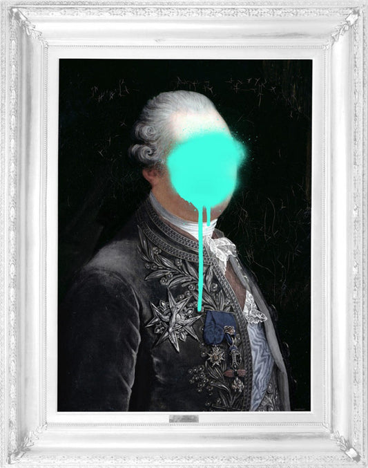 Mineheart Monsieur Mint Spray Painted Defaced Gentleman Portrait Canvas Artwork